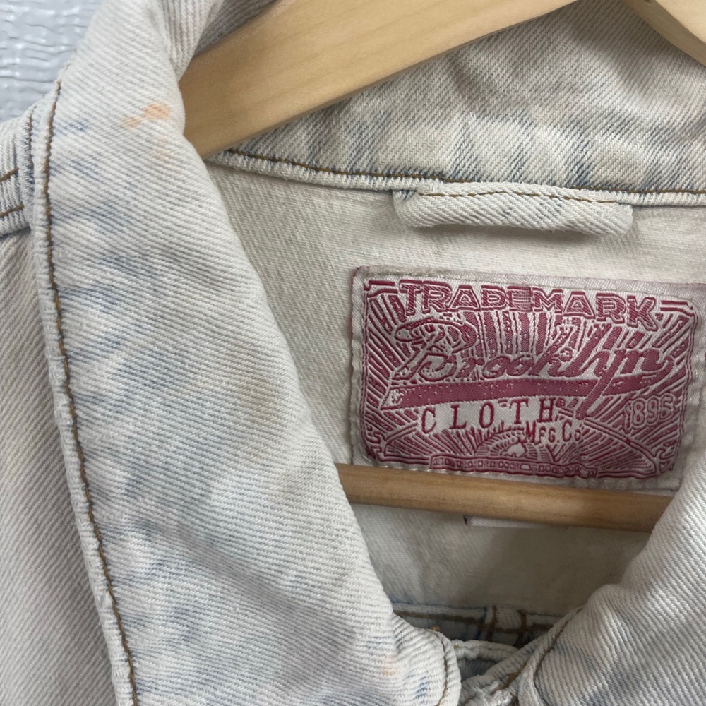 Brooklyn Cloth Denim Jacket Distressed Light Wash Button Front XL‎ trucker - Picture 3 of 16
